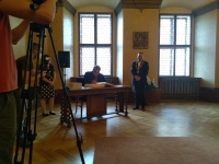 Zdeněk Serinek while receiving the award on behalf of his grandfather Josef Serinek. 