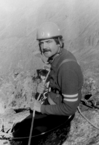 Jan Dvořák on top of Gerlachovský štít (the highest mountain in Slovakia, 2654 m) in the High Tatras, 1986
