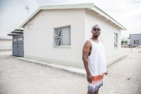 Joas Ekhandjo in front of his house in Ondangwa in northern Namibia
