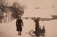 Marie Kalousová with her sons František and Bohuslav, 1940