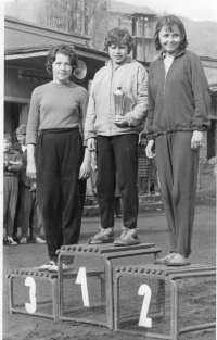 The witness has just won a cross-country race in Kremnica (centre), 1967