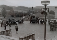 Mr. Loučka and Mrs. Loučková run a pioneer camp of Klement Gottwald Vítkovice Ironworks in Kunčice pod Ondřejníkem. 1980
