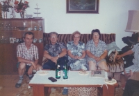 Věra Šímová (second from right) with her brother Rudolf (left), 1990s