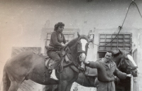 Jaroslava with her husband Josef riding horses