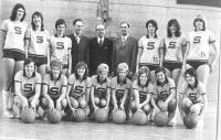 Marta Pechová in a Sparta jersey in the 1970s. She stands first from the left