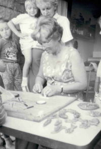 Stanislava Žabková working the Vizovice dough. Undated