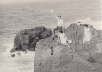 Husband František Rejman by the sea