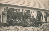 Residents of Rovensko during celebrations (probably parish fair), 1950s