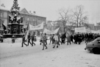 General strike on November, 27 1989 on the main square in Jaroměř