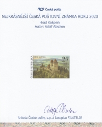 Známka s motivem hradu Kašperk, nejkrásnější česká poštovní známka roku 2020