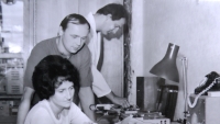 Jaroslav Novák (standing behind) at the radio club