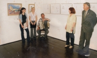 Oldřich Rosůlek in gallery in Žlutice at the exhibition of his paintings Krajina pod Vladařem (Landscape under Vladař)