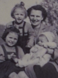 Alena Zikmundová with her children, 1950s