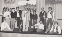 Amateur theatre in Milokošt', after the performance Fidlovačka, mid-1980s