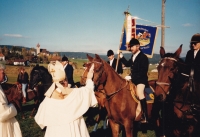 Abbot Michael Josef Pojezdný, traditional blessing of horses in Bavaria