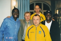 Footballers with colleagues from Belgium.