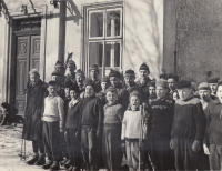 Regional championship. Jaromír Rychtr standing in the second row on the left with his mouth open