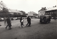 Pavel Wonka’s funeral, the route from the church to the cemetery; Vrchlabí, 1988