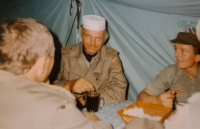 Canteen in Hafr Al-Batin, Kuwait, Jan Josef is centre, 1991