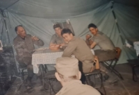 In the canteen, Jan Josef is left; Kuwait, 1990