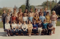 Lidmila Kubinová (standing on the right) with pupils in Hronov in 1980