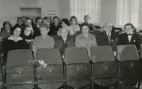 Konstantin Korovin’s graduation at the then UJEP university in Brno, mother Anežka is far left in the front row, 1975