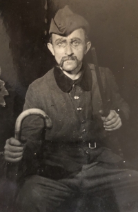 
Václav Vycpálek dressed as a character from the play V. Hrobčský from Hrobčice, 1957