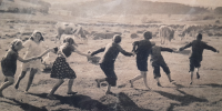 Photo from a magazine. Children in Chyšky near Milevsko, among them Jiří Chlumský, 1943