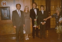 Lidmila Kubinová with her husband and sons around 1986 at her son's graduation