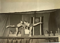 Jana Honomichlová (left) in the Sokol Hall in Pilsen, Karlov, 1959