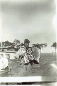 Johannes Tietjen in a military camp during the war 