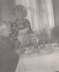 Marie Kerchnerová as a waitress for the Czechoslovak People's Army in Přerov, 1970s 