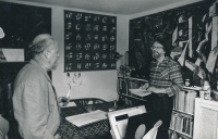 Witness in his Prague studio with painter Jiří Lacina in 1996