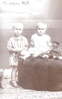 Alena Stepankova Veselá (right) with her brother Karel in 1924