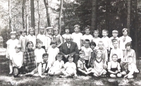 Alena Štěpánková Veselá (in the middle row, fourth from the right) in the second class, 1931