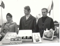 Aerorallye navigation competition at Sazená Airport, Miloš Fiala in the middle, 1971