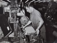 Antonín Pavelka at a textiles factory in Červená Voda, 1970s