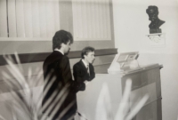 Students of Jitka Chaloupková (Jan Esterle sitting at the organ), Bečov nad Teplou, 1980s