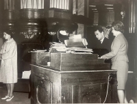 Petr Sovadina playing at an organ concert in Teplá, late 1960s