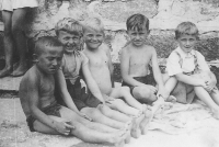 Witness in 1943 in Paceřice, Turnov region, with a group of friends, first from the left