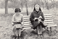 Sister Irena in the gardens of the Institute in Velehrad in 1971 with her charge Mirka