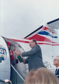 At the baptism of an airplane, Prague, 1996