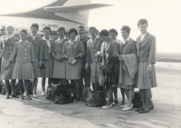 Before departure to Tokyo, Věra Hrabáková on the right, 1963