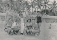 Věra Hrabáková (first from  the bottom right) on the national team tour to Cuba, 1967