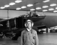 Vítězslav Nohel in flight helmet, retraining pilots for MIG 23 aircraft, USSR training centre Kazakhstan, second half of 1970s