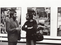 Václav Špale (left) with Petr Šmaha at his exhibition (1988)