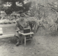 Uncle Otakar Šáda, legionary and grandfather's brother, in a park in Hořice