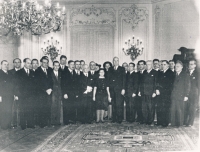 Jaromír Matouš's aunt Anna Kvapilová pictured with Edvard Beneš. A. Kvapilová standing on the right next to E. Beneš