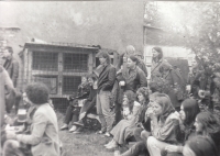 The band Beatové družstvo in concert in Dasnice near Sokolov, 1988