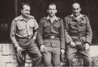 Vladimír Nadrchal as a sergeant (in the middle) at a military exercise at Brno airport in the first half of the 1960s